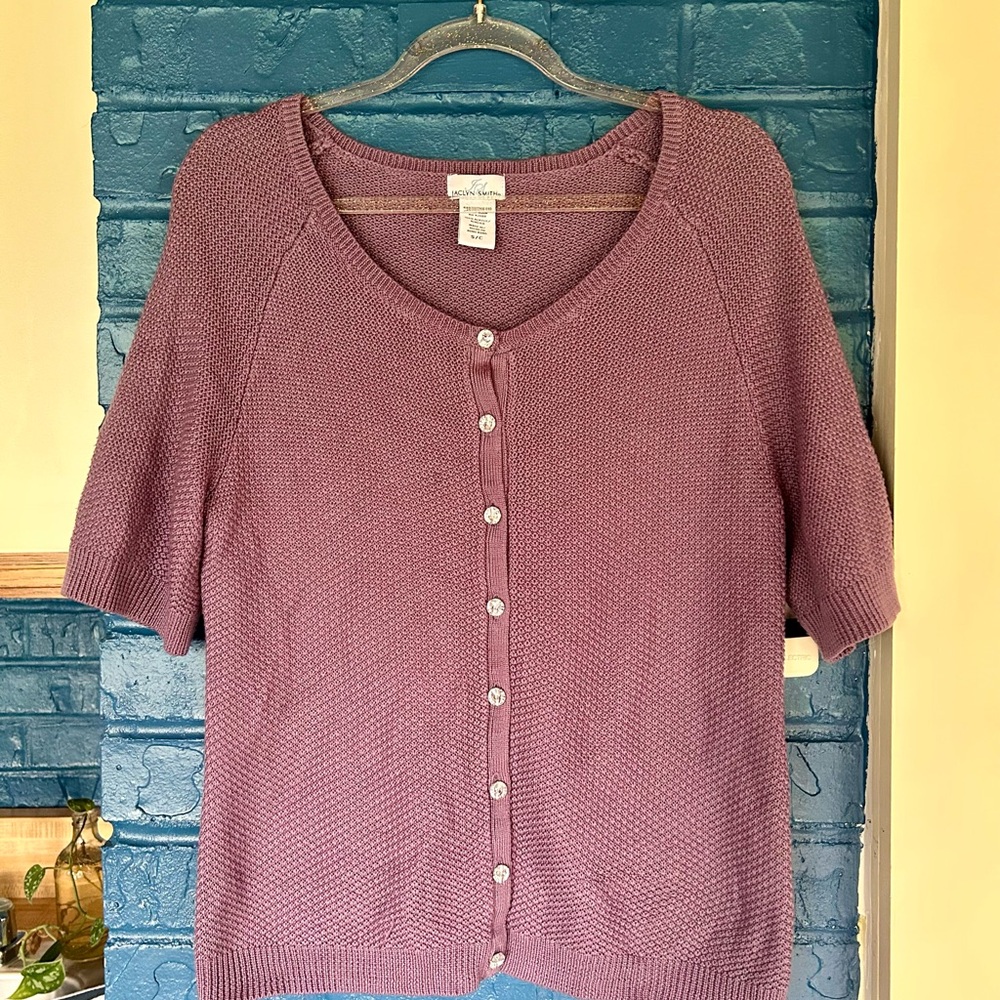 Jaclyn Smith Mauve Knit Cardigan - Picture 2 of 5